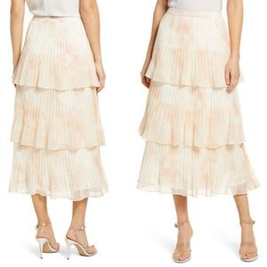 NWT Rachel Parcell Pleated Tiered Chiffon Ginko Wash Maxi Skirt